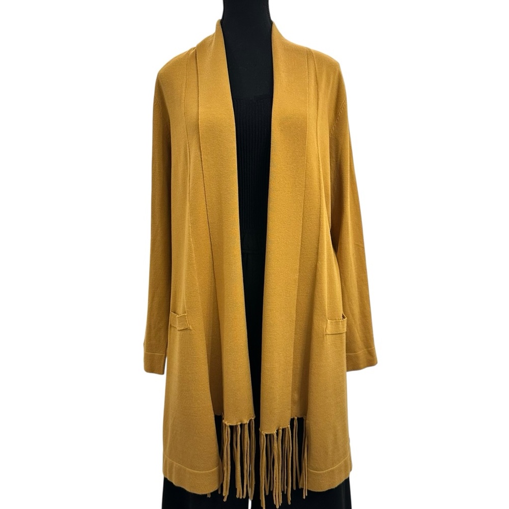 Olsen Chic Mustard Fringe Cardigan size 8